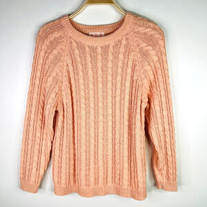 L.S.A. Classics Cable Knit Sweater Size Medium Vintage Peach